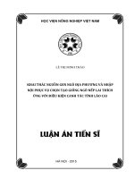 Luận án tiến sĩ nông nghiệp khai thác nguồn gen ngô địa phương và nhập nội phục vụ chọn tạo giống ngô nếp lai thích ứng với điều kiện canh tác tỉnh lào cai