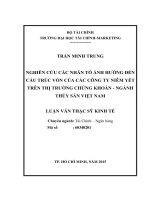 NGHIÊN cứu các NHÂN tố ẢNH HƯỞNG đến cấu TRÚC vốn của các CÔNG TY NIÊM yết TRÊN THỊ TRƯỜNG CHỨNG KHOÁN  NGÀNH THỦY sản VIỆT NAM 
