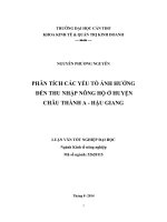 phân tích các yếu tố ảnh hưởng đến thu nhập nông hộ ở huyện châu thành a ­ hậu giang