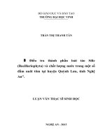 Điều tra thành phần loài tảo silic (Bacillariophyta) và chất lượng nước trong một số đầm nuôi tôm tại huyện Quỳnh Lưu Nghệ An