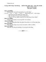 Đề và đáp án kiểm tra HKI sinh học lớp 10 2011 2012