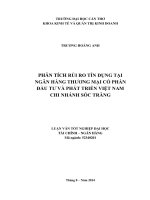 phân tích rủi ro tín dụng tại ngân hàng thương mại cổ phần đầu tư và phát triển việt nam chi nhánh sóc trăng