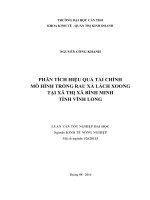phân tích hiệu quả tài chính mô hình trồng rau xà lách xoong tại xã thị xã bình minh tỉnh vĩnh long