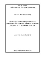 CHẤT LƯỢNG DỊCH vụ tín DỤNG TIÊU DÙNG NGHIÊN cứu TÌNH HUỐNG tại CHI NHÁNH NGÂN HÀNG TMCP đầu tư và PHÁT TRIỂN QUẢNG TRỊ 