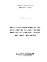 những nhân tố ảnh hưởng đến dự định nghỉ việc của nhân viên trẻ trong ngành ngân hàng trên địa bàn thành phố cần thơ