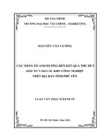 CÁC NHÂN tố ẢNH HƯỞNG đến kết QUẢ THU hút đầu tư vào các KHU CÔNG NGHIỆP TRÊN địa bàn TỈNH PHÚ yên 