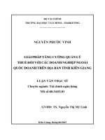 Luận văn thạc sĩ giải pháp tăng cường quản lý thuế đối với các doanh nghiệp ngoài quốc doanh trên địa bàn tỉnh kiên giang 