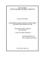 GIẢI PHÁP HUY ĐỘNG vốn đầu tư PHÁT TRIỂN NGÀNH DU LỊCH TỈNH QUẢNG TRỊ 