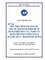 Luận văn thạc sĩ  hoàn thiện chính sách giảm, giãn thuế thu nhập doanh nghiệp đối với doanh nghiệp nhỏ và vừa nghiên cứu trường hợp áp dụng chính sách tại quận phú nhuận   thành phố hồ chí minh 