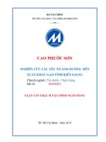 NGHIÊN cứu các yếu tố ẢNH HƯỞNG đến XUẤT KHẨU gạo TỈNH KIÊN GIANG 