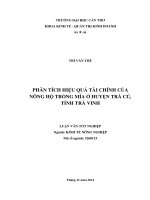 phân tích hiệu quả tài chính của nông hộ trồng mía ở huyện trà cú, tỉnh trà vinh