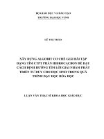 Xây dựng Algorit cơ chế giải bài tập dạng tìm CTPT phần Hiđrocacsbon để dạy cách định hướng tìm lời giải nhằm phát triển tư duy cho học sinh trong quá trình dạy học Hóa học