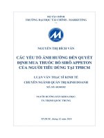 Các yếu tố ảnh hưởng đến quyết định mua thuốc bổ sirô appeton của người tiêu dùng tại TP hồ chí minh 