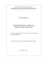 Tóm tắt luận án tiến sĩ một số hệ phương trình cặp trong cơ học chất lỏng 