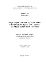 thực trạng cho vay tại ngân hàng chính sách xã hội cà mau, phòng giao dịch huyện trần văn thời