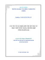CÁC yếu tố tác ĐỘNG đến THU hút đầu tư TRỰC TIẾP nước NGOÀI, TRƯỜNG hợp TỈNH CHAMPASAK 