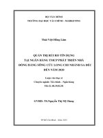QUẢN TRỊ RỦI RO TÍN DỤNG TẠI NGÂN HÀNG TMCP PHÁT TRIỂN NHÀ ĐỒNG BẰNG SÔNG CỬU LONG CHI NHÁNH SA ĐÉC ĐẾN NĂM 2020