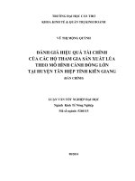 đánh giá hiệu quả tài chính của các hộ tham gia sản xuất lúa theo mô hình cánh đồng lớn tại huyện tân hiệp tỉnh kiên giang (bản chính)