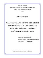 CÁC yếu tố ẢNH HƯỞNG đến CHÍNH SÁCH cổ tức của các CÔNG TY NIÊM yết TRÊN THỊ TRƯỜNG CHỨNG KHOÁN VIỆT NAM 