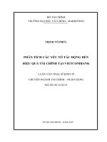 PHÂN TÍCH các yếu tố tác ĐỘNG đến HIỆU QUẢ tài CHÍNH tại VIETCOMBANK 