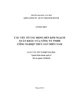 các yếu tố tác động đến kim ngạch xuất khẩu của công ty tnhh công nghiệp thủy sản miền nam
