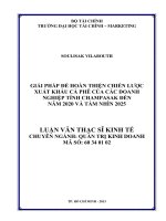 GIẢI PHÁP để HOÀN THIỆN CHIẾN lược XUẤT KHẨU cà PHÊ của các DOANH NGHIỆP TỈNH CHAMPASAK đến năm 2020 và tầm NHÌN 2025 