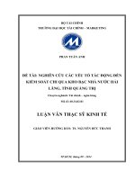 Luận văn thạc sĩ  nghiên cứu các yếu tố tác động đến kiểm soát chi qua kho bạc nhà nước hải lăng tỉnh quảng trị 