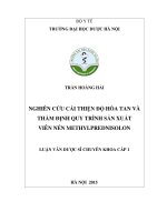 Nghiên cứu cải thiện độ hòa tan và thẩm định quy trình sản xuất viên nén methylprednisolon