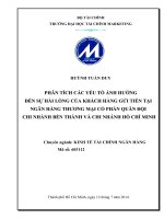 Luận văn thạc sĩ  phân tích các yếu tố ảnh hưởng đến sự hài lòng của khách hàng gửi tiền tại ngân hàng cổ phần thương mại quân đội chi nhánh bến thành và chi nhánh hồ chí minh 