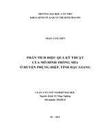 phân tích hiệu quả kỹ thuật của mô hình trồng mía ở huyện phụng hiệp, tỉnh hậu giang