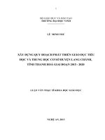 Xây dựng quy hoạch phát triển giáo dục tiểu học và trung học cơ sở huyện Lang Chánh, tỉnh Thanh Hóa giai đoạn 2015  2020