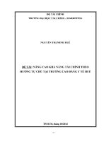 NÂNG CAO KHẢ NĂNG tài CHÍNH THEO HƯỚNG tự CHỦ tại TRƯỜNG CAO ĐẲNG y tế HUẾ 
