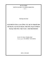 GIẢI PHÁP NÂNG CAO CÔNG tác QUẢN TRỊ rủi RO tín DỤNG tại NGÂN HÀNG THƯƠNG mại cổ PHẦN NGOẠI THƯƠNG VIỆT NAM CHI NHÁNH HUẾ 