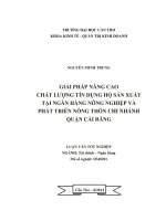 giải pháp nâng cao chất lượng tín dụng hộ sản xuất tại ngân hàng nông nghiệp và phát triển nông thôn chi nhánh quận cái răng