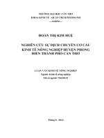 nghiên cứu sự dịch chuyển cơ cấu kinh tế nông nghiệp huyện phong điền thành phố cần thơ