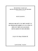 mối quan hệ giữa cấu trúc sở hữu và giá trị doanh nghiệp của các công ty niêm yết trên sàn giao dịch chứng khoán tp Hồ Chí Minh