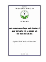 Khảo sát thực trạng sử dụng thuốc bảo hiểm y tế ngoại trú tại bệnh viện đa khoa bỉm sơn tỉnh thanh hóa năm 2014