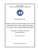 ĐÁNH GIÁ KHẢ NĂNG TRỞ THÀNH tài sản cơ sở TRÊN THỊ TRƯỜNG CHỨNG KHOÁN PHÁI SINH của CHỈ số VN30 tại THÀNH PHỐ hồ CHÍ MINH 