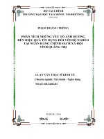 PHÂN TÍCH NHỮNG yếu tố ẢNH HƯỞNG đến HIỆU QUẢ tín DỤNG đối với hộ NGHÈO tại NGÂN HÀNG CHÍNH SÁCH xã hội TỈNH QUẢNG TRỊ 