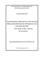 GIẢI PHÁP HOÀN THIỆN QUẢN lý THU QUỸ bảo HIỂM xã hội TRÊN địa bàn TỈNH QUẢNG NGÃI GIAI đoạn 2015 2020 