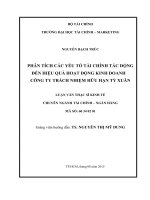 Luận văn thạc sĩ phân tích các yếu tố tài chính tác động đến hiệu quả hoạt động kinh doanh công ty trách nhiệm hữu hạn tỷ xuân 