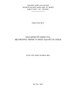 Bán kính ổn định của hệ phương trình vi phân đại số có chậm