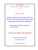 NHỮNG GIẢI PHÁP HOÀN THIỆN CÔNG tác QUẢN lý THU nợ và CƯỠNG CHẾ nợ THUẾ TRÊN địa bàn TỈNH THỪA THIÊN HUẾ 