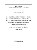 Luận văn thạc sĩ  các yếu tố tài chính tác động đến hiệu quả kinh doanh của các công ty ngành sản xuất chế biến thực phẩm niêm yết trên sàn giao dịch chứng khoán thành phố hồ chí minh 