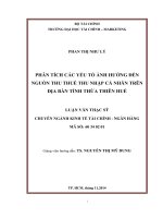 PHÂN TÍCH các yếu tố ẢNH HƯỞNG đến NGUỒN THU THUẾ THU NHẬP cá NHÂN TRÊN địa bàn TỈNH THỪA THIÊN HUẾ 