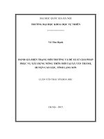 Đánh giá hiện trạng môi trường và đề xuất giải pháp phục vụ xây dựng nông thôn mới tại xã Tân Thành, huyện Cao Lộc, tỉnh Lạng Sơn