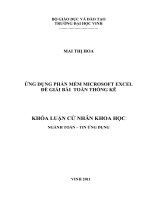 Ứng dụng phần mềm Microsoft Excel để giải bài toán thông kê