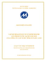 LẬP kế HOẠCH sản XUẤT KINH DOANH sản PHẨM nước SẠCH năm 2015 của CÔNG TY cấp nước TỈNH ĂTTAPƯ, lào 