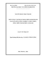 Luận văn thạc sĩ phân tích và đánh giá hoạt động kinh doanh tại ngân hàng nông nghiệp và phát triển nông thôn thành phố cam ranh 