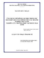 ỨNG DỤNG mô HÌNH z SCORE TRONG dự báo KIỆT QUỆ tài CHÍNH CHO các DOANH NGHIỆP VIỆT NAM NGHIÊN cứu TRƯỜNG hợp tập đoàn MAI LINH 